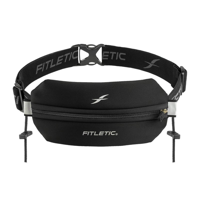 Fitletic Neo Race Belt, Black | Unique No Bounce Design for Marathon, Triathlon, Trail, 5k, 10k | Running Belt | N01R-01 - Image 1